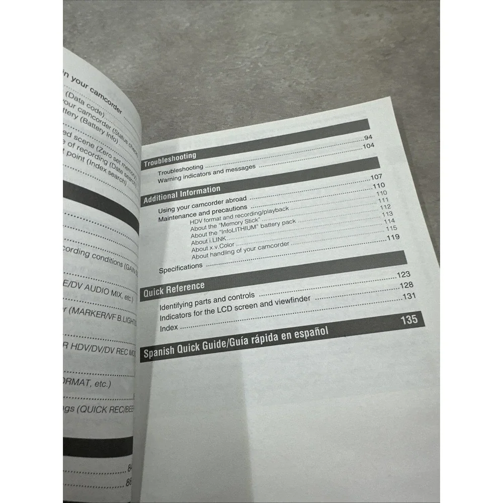 Sony HDR-FX1000 Handycam HDV Camcorder Operating Guide Manual ONLY